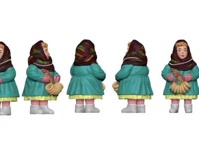 001309 carton lil girl with sushki 3D model