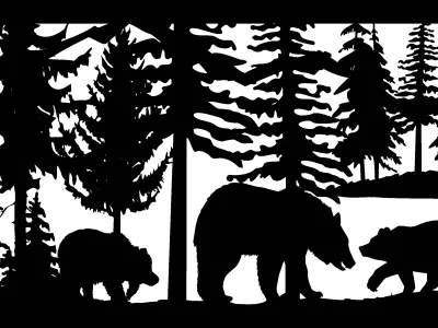 Bear-Trees-24x48-cm - dxf file - laser cut - plasma cut 3D model