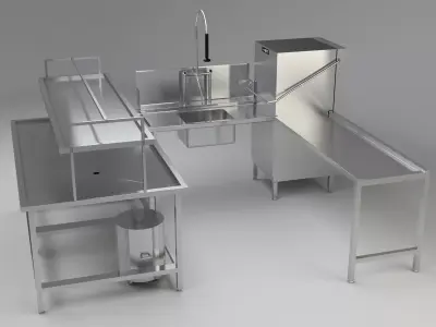 Hobart Industrial Washing Machine Full System 3D model