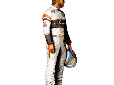Fernando Alonso racing driver 3D print model