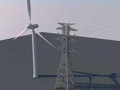Wind turbine Low-poly 3D model purchase