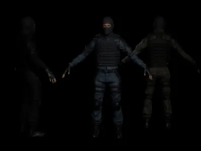 Tactical Male Soldier for Unreal Engine 4 FBX game ready low  Low-poly 3D model