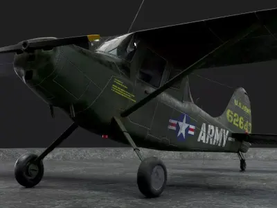 Piper PA-18 Super Cub aka Birddog Low-poly 3D model
