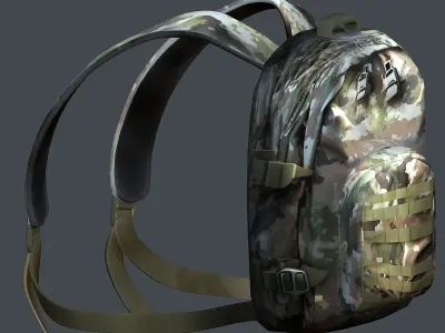 Backpack military combat Black baggage bag luggage Low-poly 3D model