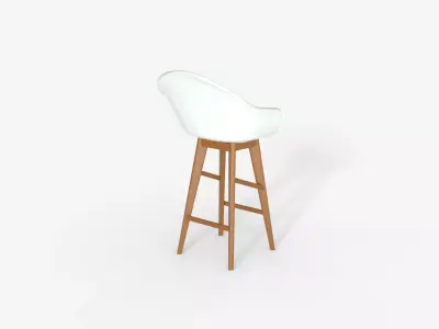 White wood  and  Epoxy Bar Chair 3D model
