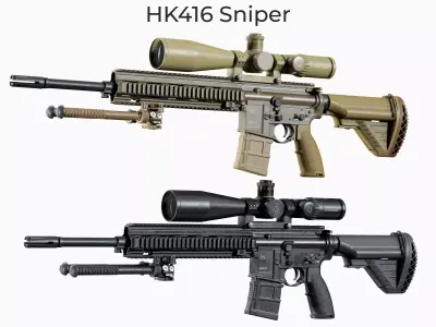 AR 15 Modular Tactical Assault Rifle HK416 3D Model Pack