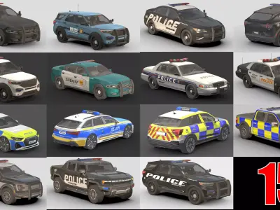 Police car pack  Low-poly 3D model