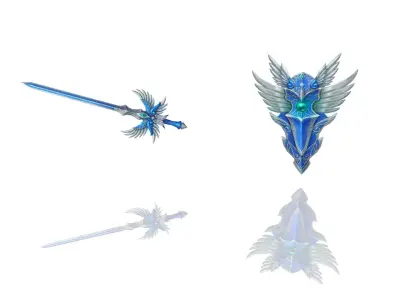Sky Protector - Sword and Shield Low-poly 3D model