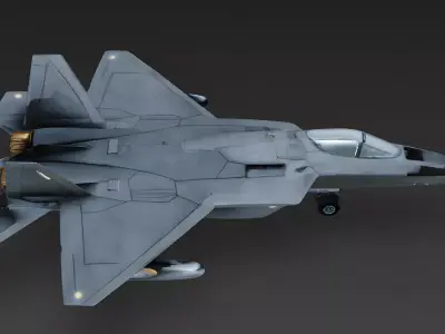Weathered 5th-Generation Stealth Fighter Jet 3D Model Low-poly 3D model