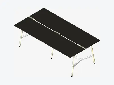 Desk - Timberline - Workstation - Dbl - Side - 4 - Person - High Low-poly 3D model