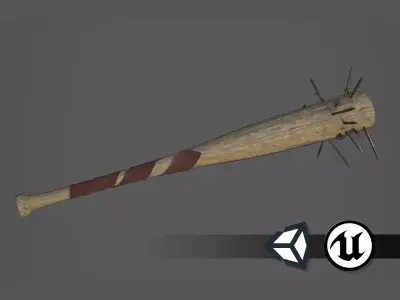 Apocalyptic Baseball Bat - PBR and Game Ready Low-poly 3D model