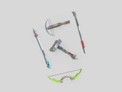 5 low poly fantasy weapons pack 1 Low-poly 3D model