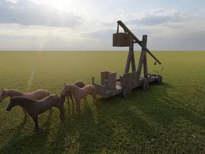 Medieval Catapult 3D model 4