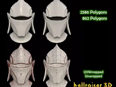 Medieval Helmet - 2 Objects Low-poly 3D model