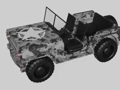 Military 3D car Low-poly 3D model