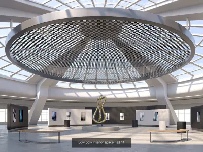6 low poly interior hall Vol 3 3D Model Pack