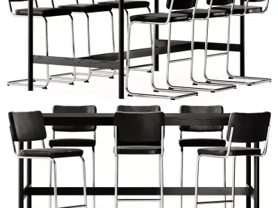 Thonet S 32 Bar Stool and Muuto Linear High Table 3D model