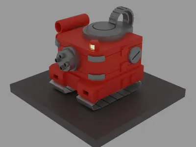 Lowpoly Tank model robot Low-poly 3D model