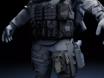 Game Ready Lowpoly Tactical Pouch Pack Free low-poly 3D model