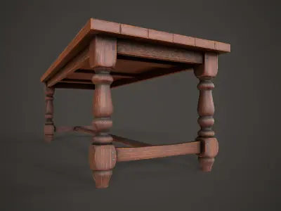 Old medieval dining table Low-poly 3D model