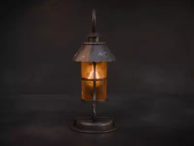 Antique Iron Lantern - Vintage Lamp  Low-poly 3D model