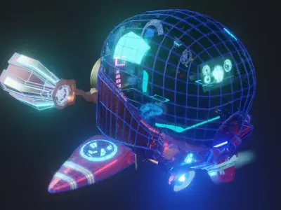3d scifi model helmet with two guns Low-poly 3D model