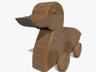 Wooden Toy Duck Low-poly 3D model