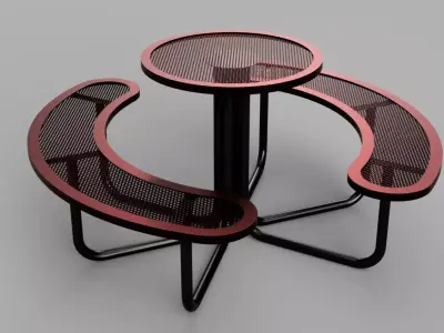 Contemporary Curved Bench Table Set 3D model