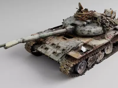 Russian T-72 tank destroyed by Ukrainian army 3D model buy