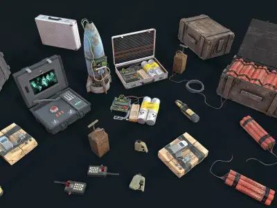 Explosive Devices Low-poly 3D model