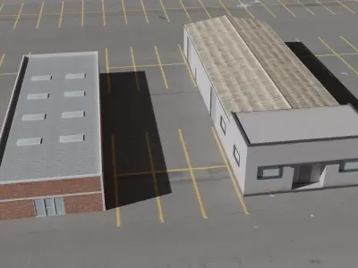 Commercial Warehouses Pack of 2 Low-poly 3D model