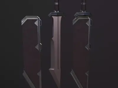 Medieval Stylized Dagger with Scabbard PBR Low-poly 3D model