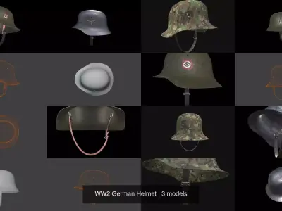 WW2 German Helmet 3D Model Pack