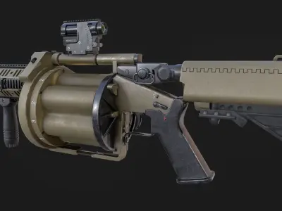 Milkor Multiple Grenade Launcher 140 Low-poly 3D model