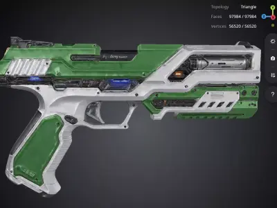 Futuristic Green Pistol 3D model