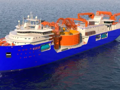 Cable Layer Vessel Blue 3D model