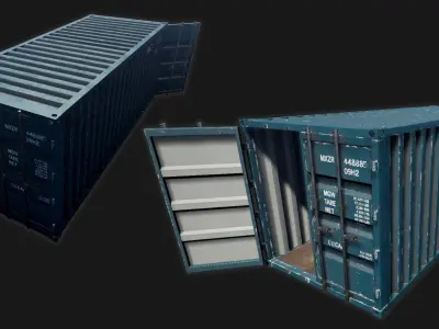 Low-poly PBR Shipping Container Six Pack Low-poly 3D model