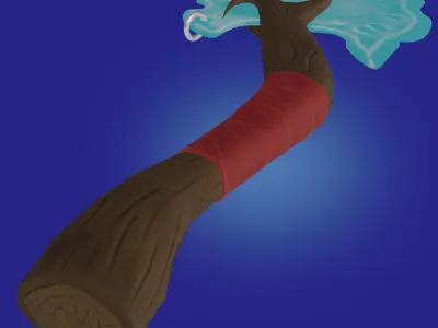 Stylized axe with cristal blade Free low-poly 3D model