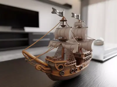 wooden ship 3D print model by CRS3D