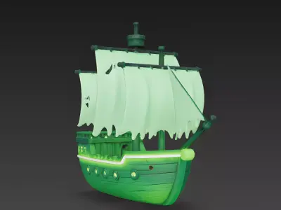 Stylized Ghost Pirate Ship 3D Model 3D Model Low-poly 3D model