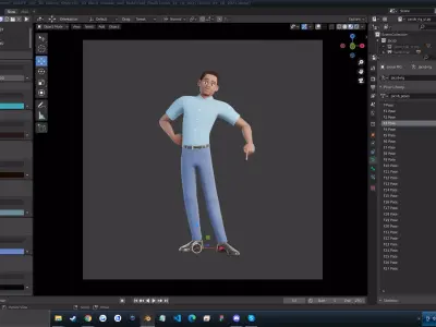 Cartoon Man Black Rigged and Posed Free 3D model