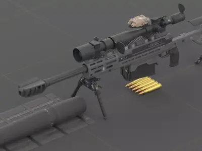 Victrix Corvo CS  - The most compact 50Bmg Rifle Low-poly 3D model