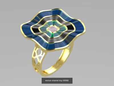 woman enamel ring 3 part collection  3D Model Pack