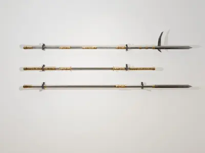 Realistic Japanese Spears and Pole Weapon Asset Bundle 3D model