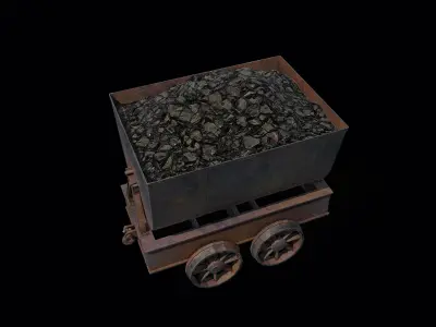 Mining Cart Low-poly 3D model
