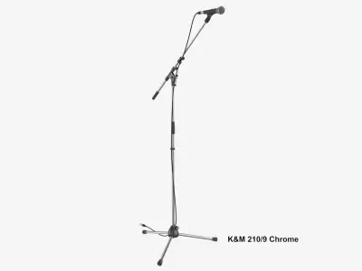 Microphone stand KM 2109 Shure Sm 58 with Clamp Shure A25D and Neutrik XLR cable 3D model
