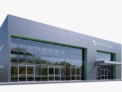 Commercial building Low-poly 3D model 10