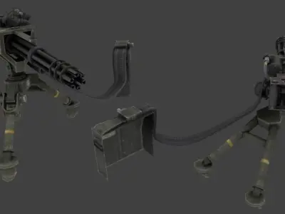 Machine Gun GMG low poly 3d model Low-poly 3D model