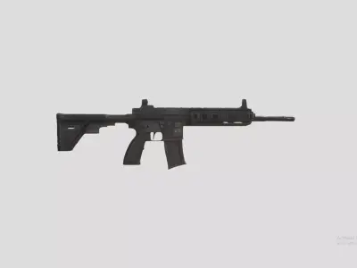 Black Assault Rifle  Low-poly 3D model