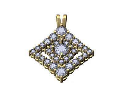 Diamond rhombus frame rounded square cluster pendant 3D print model
